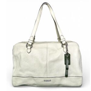 Coach Vermillion Park Kathryn Triple Zip White Soft Pebble Leather Satchel Bag